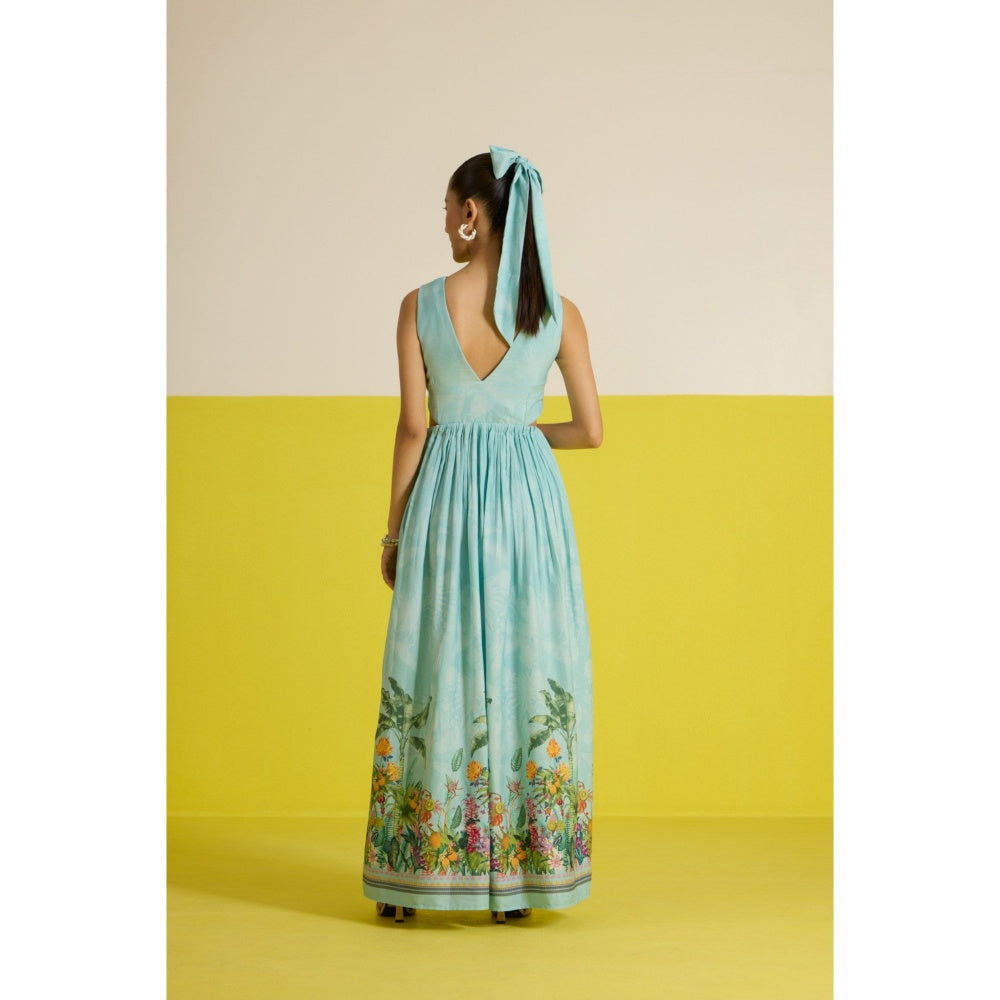 HOUSE OF HEATHER Blue Costabella Cutout Maxi Dress