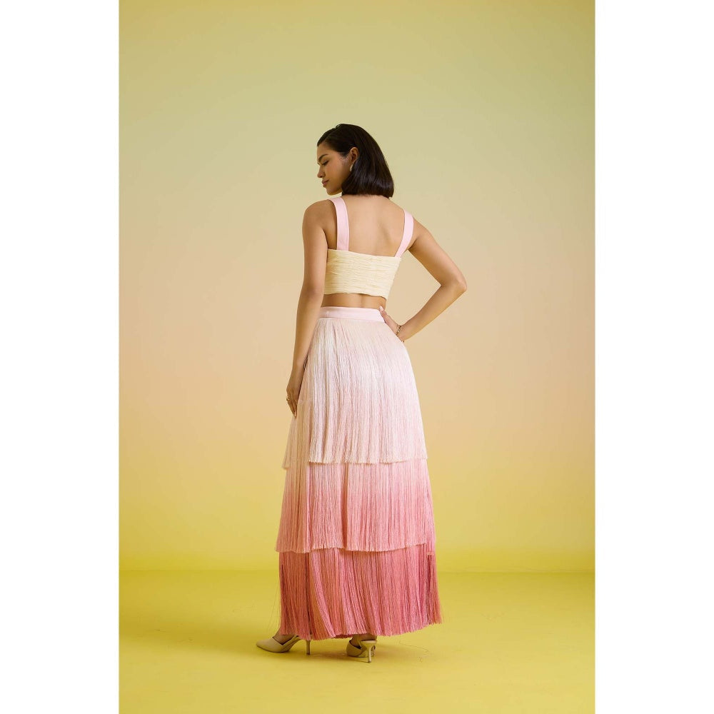 HOUSE OF HEATHER Rose Swirl Crop Top with Skirt - Multi-Color