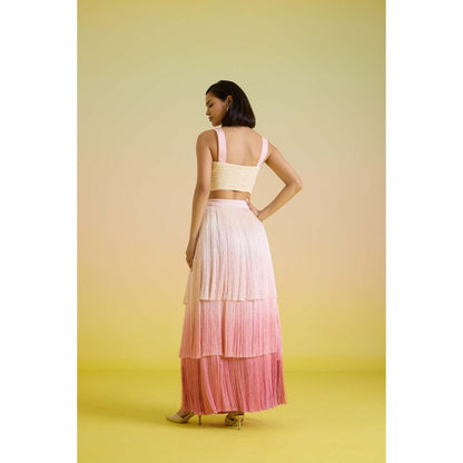 HOUSE OF HEATHER Rose Swirl Crop Top with Skirt - Multi-Color