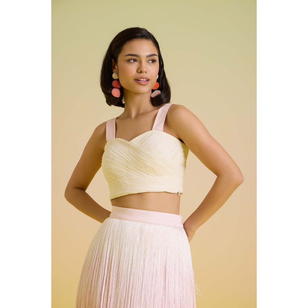 HOUSE OF HEATHER Rose Swirl Crop Top with Skirt - Multi-Color