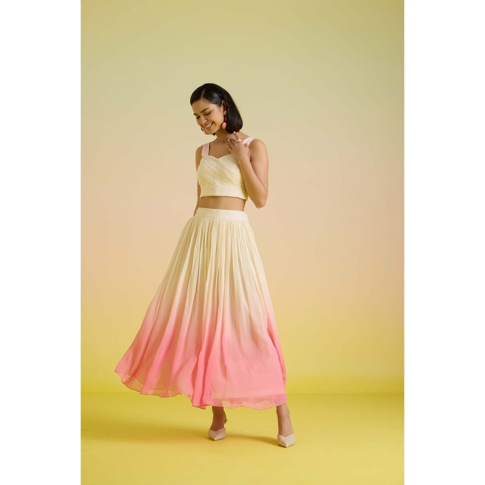 HOUSE OF HEATHER Rose Sorbet Crop Top with Skirt - Multi-Color
