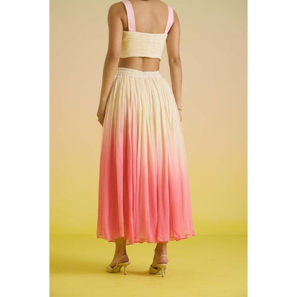 HOUSE OF HEATHER Rose Sorbet Crop Top with Skirt - Multi-Color