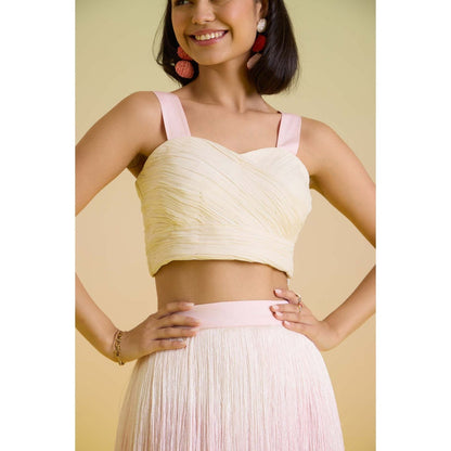 HOUSE OF HEATHER Rose Sorbet Crop Top with Skirt - Multi-Color