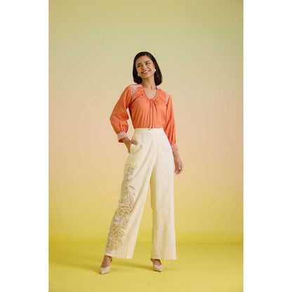 HOUSE OF HEATHER Sunset Sorbet Top with Pant - Orange