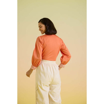 HOUSE OF HEATHER Sunset Sorbet Top with Pant - Orange