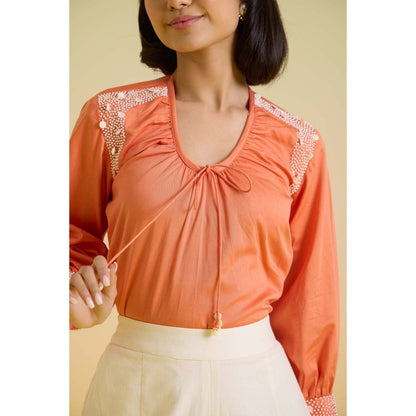 HOUSE OF HEATHER Sunset Sorbet Top with Pant - Orange