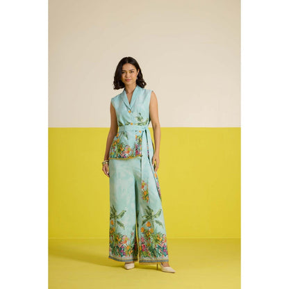 HOUSE OF HEATHER Casabella Vest Co-Ord Set - Blue