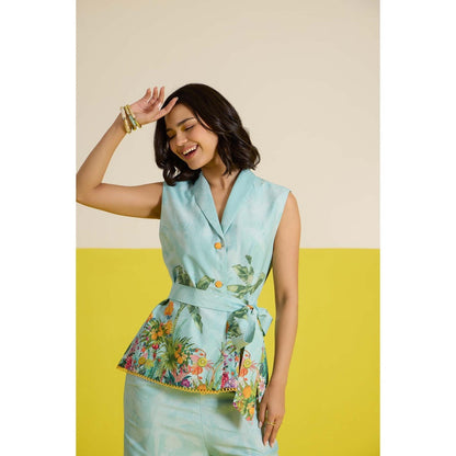 HOUSE OF HEATHER Casabella Vest Co-Ord Set - Blue