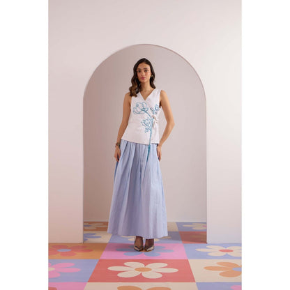 HOUSE OF HEATHER Blue Horizon Top with Skirt - Multi-Color