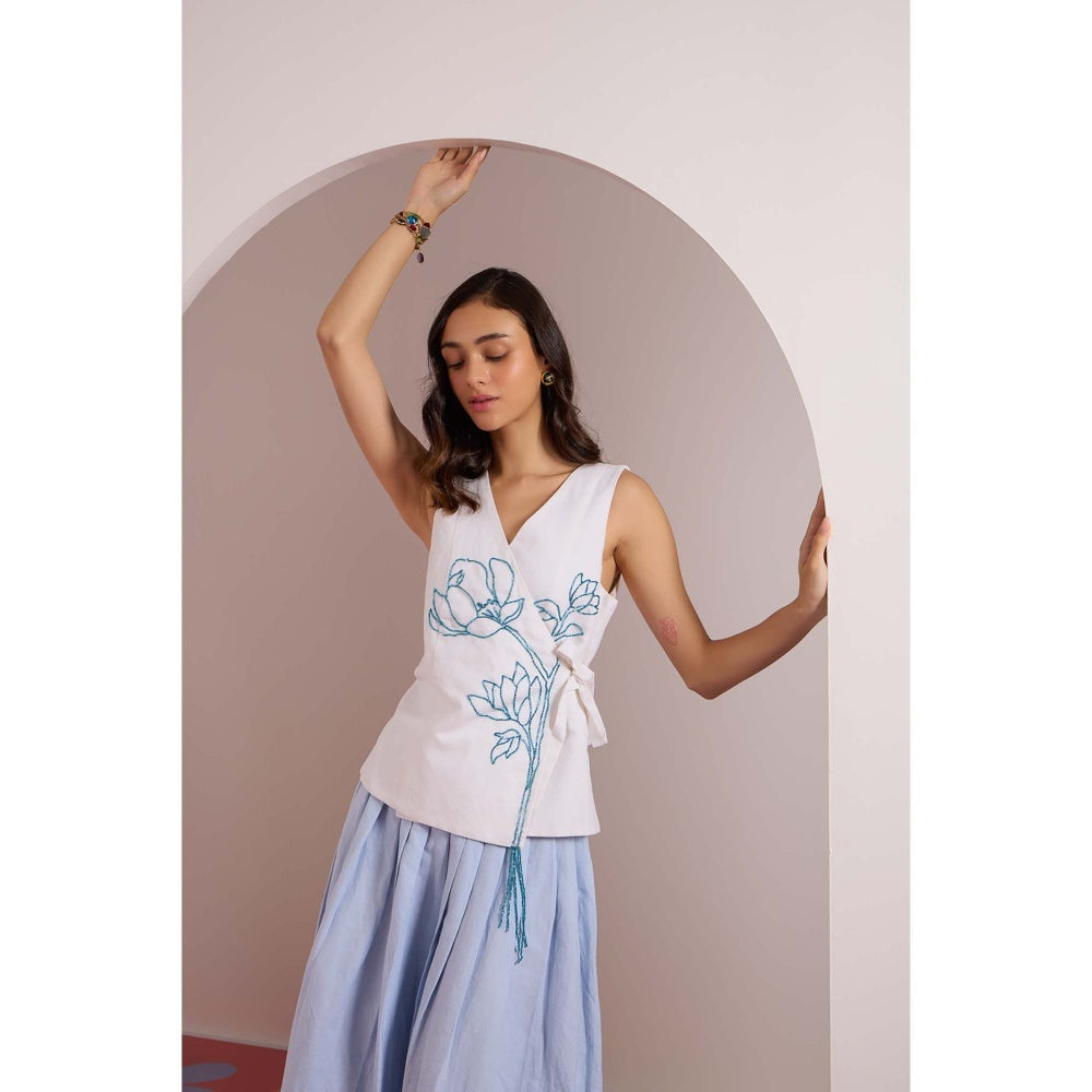 HOUSE OF HEATHER Blue Horizon Top with Skirt - Multi-Color