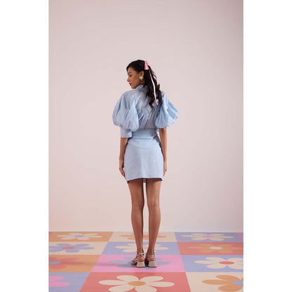 HOUSE OF HEATHER Serenity Shirt with Skirt - Blue