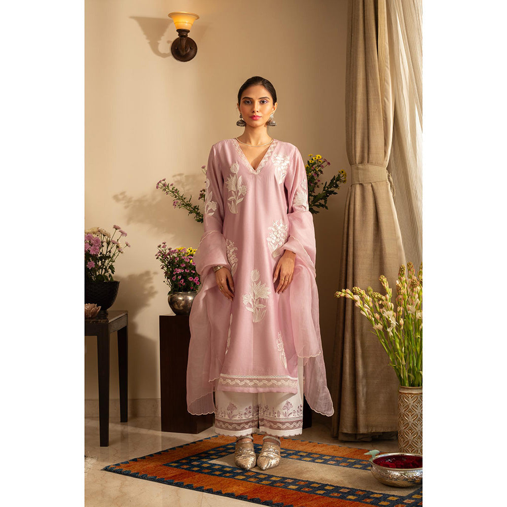 House of Inari Lavender Chandni Kurta with Palazzo and Dupatta