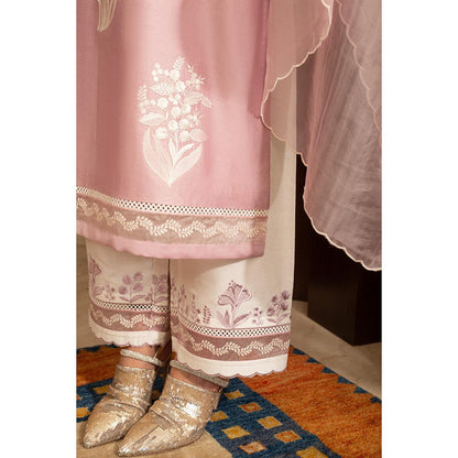 House of Inari Lavender Chandni Kurta with Palazzo and Dupatta