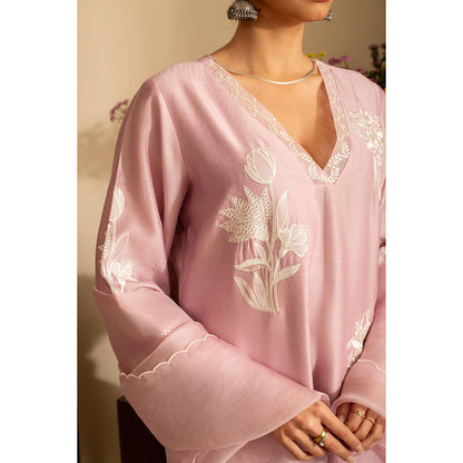 House of Inari Lavender Chandni Kurta with Palazzo and Dupatta