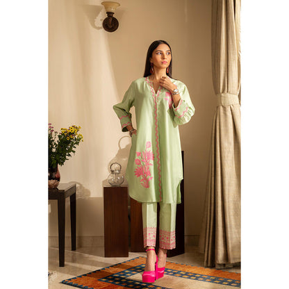 House of Inari Gul-Meh Sea Green Embroidered Co-Ord Set