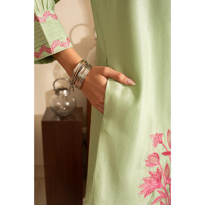 House of Inari Gul-Meh Sea Green Embroidered Co-Ord Set