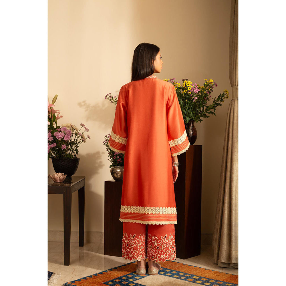 House of Inari Gulbahar Burnt Orange Pure Silk Co-Ord Set