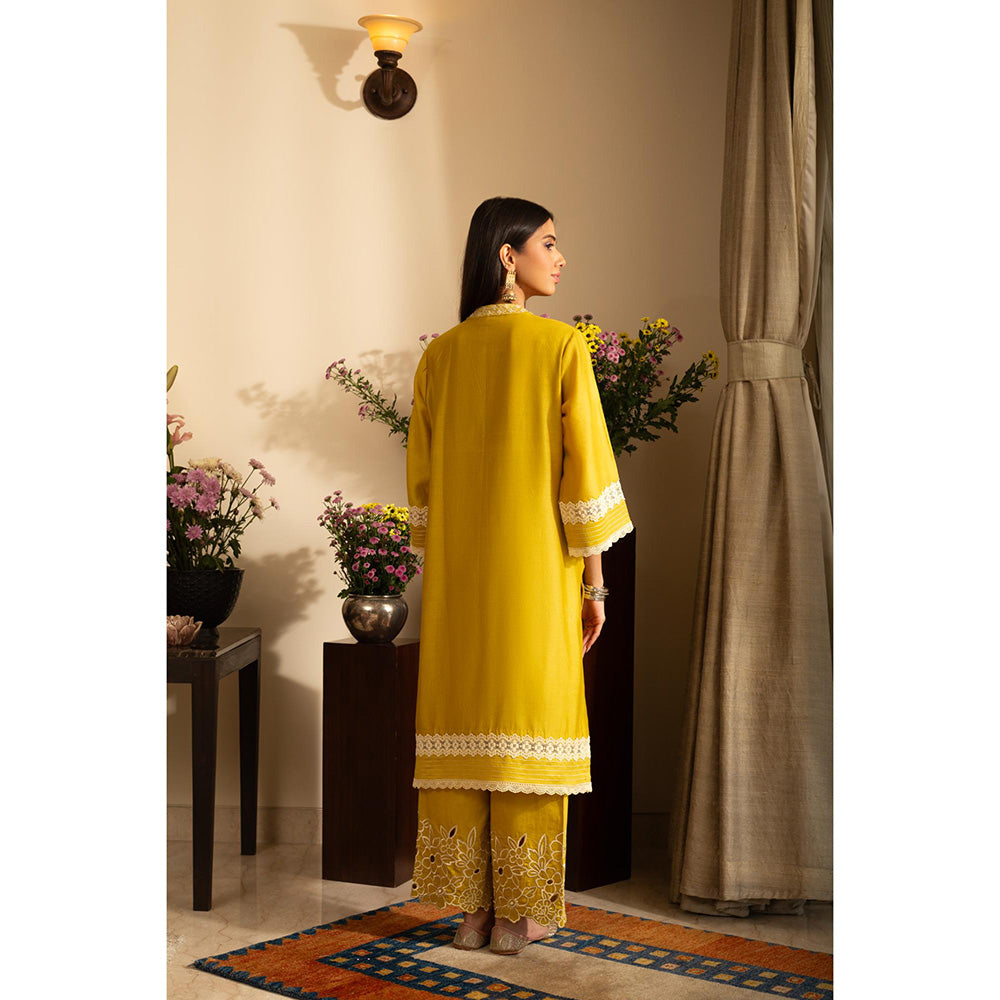 House of Inari Yellow Gulbahar Pure Silk Co-Ord Set