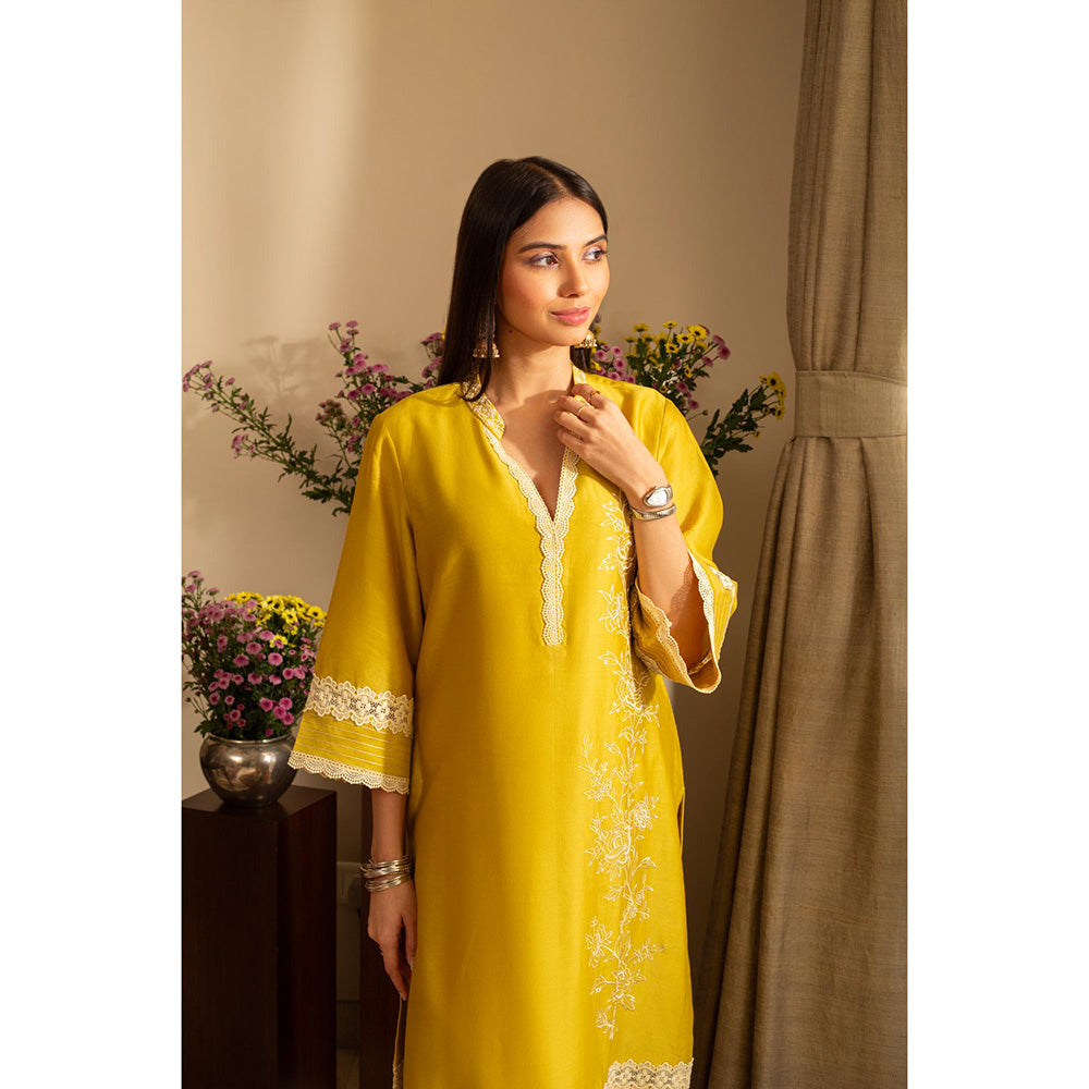 House of Inari Yellow Gulbahar Pure Silk Co-Ord Set