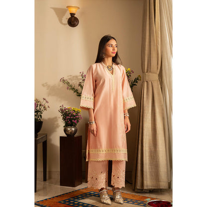 House of Inari Peach Gulbahar Pure Silk Co-Ord Set
