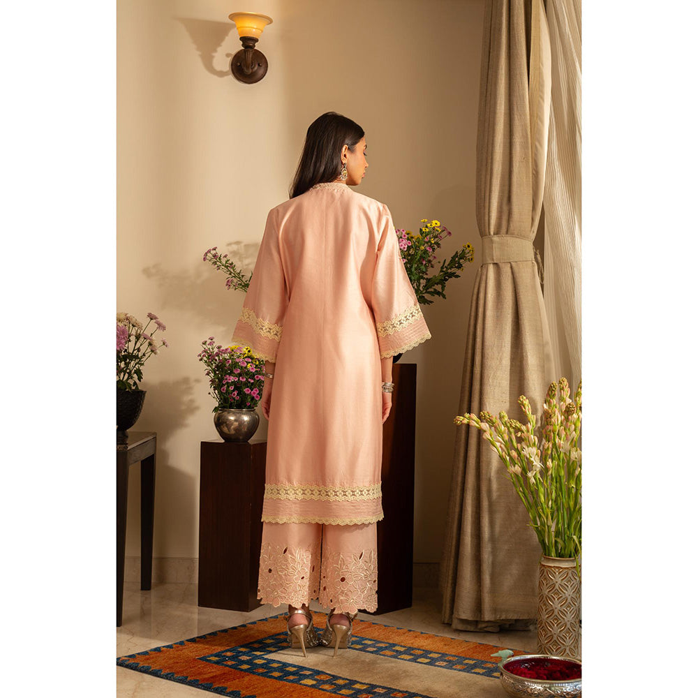 House of Inari Peach Gulbahar Pure Silk Co-Ord Set