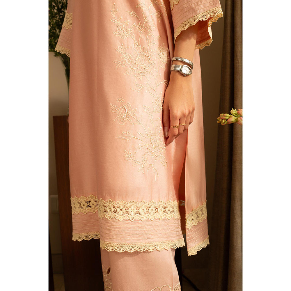 House of Inari Peach Gulbahar Pure Silk Co-Ord Set
