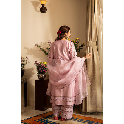 House of Inari Golchin Lavender Embroidered Kurta with Pant and Dupatta