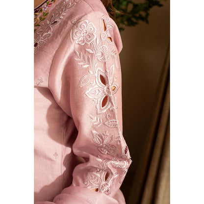 House of Inari Golchin Lavender Embroidered Kurta with Pant and Dupatta