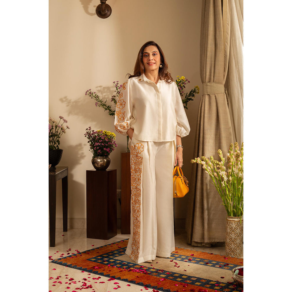 House of Inari Petunia Ivory Embroidered Indo Western Co-Ord Set