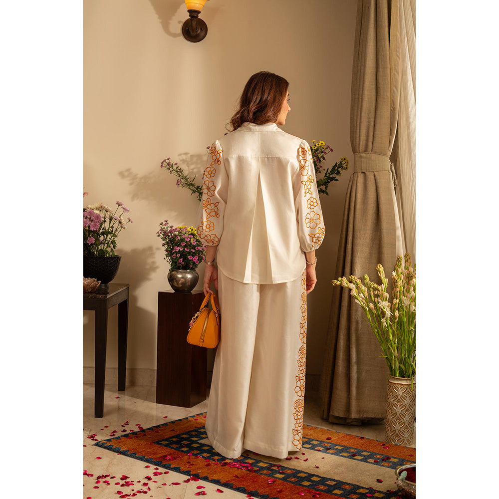 House of Inari Petunia Ivory Embroidered Indo Western Co-Ord Set