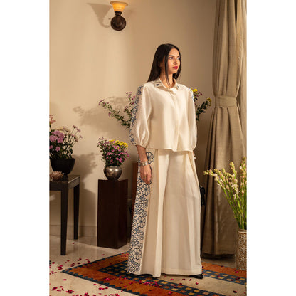 House of Inari Petunia Ivory Embroidered Indo Western Co-Ord Set