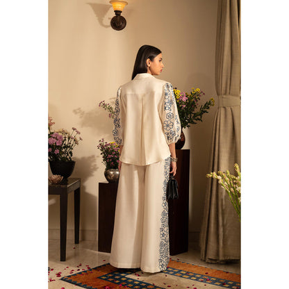 House of Inari Petunia Ivory Embroidered Indo Western Co-Ord Set