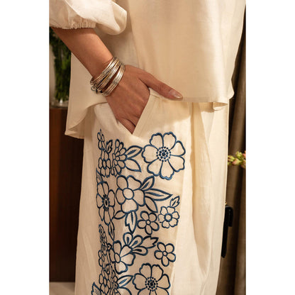 House of Inari Petunia Ivory Embroidered Indo Western Co-Ord Set