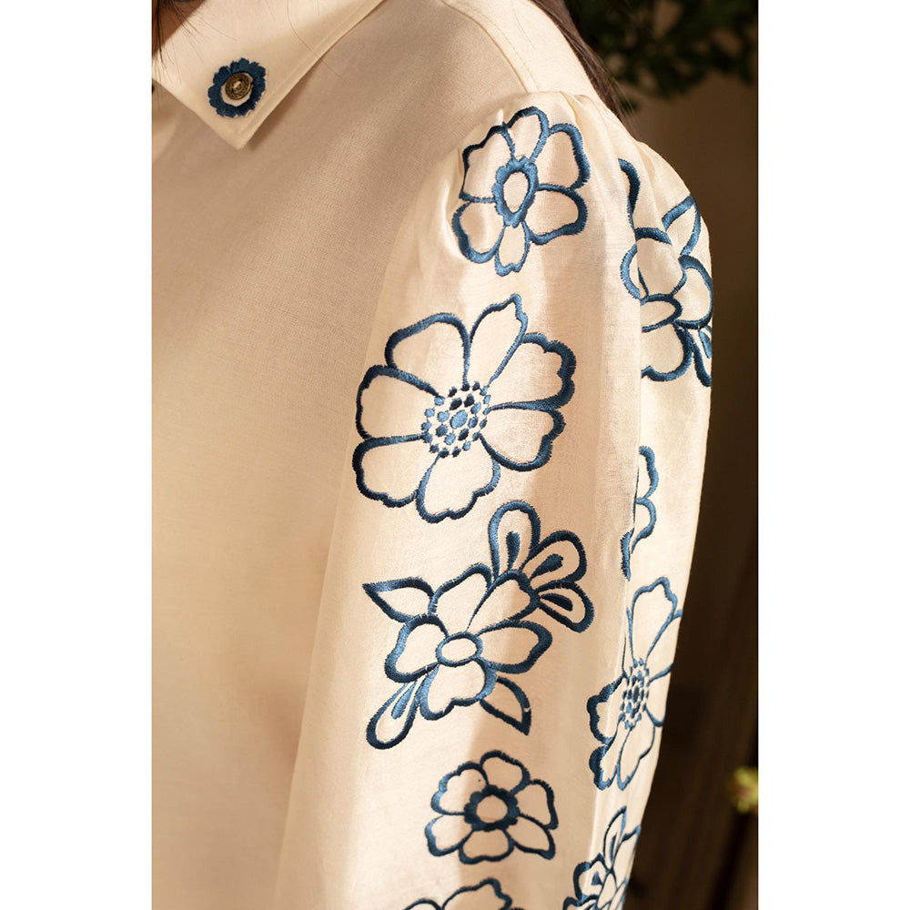 House of Inari Petunia Ivory Embroidered Indo Western Co-Ord Set