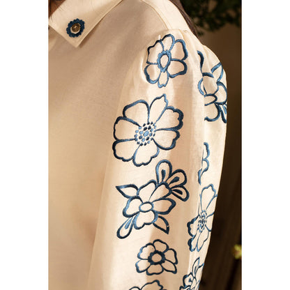 House of Inari Petunia Ivory Embroidered Indo Western Co-Ord Set