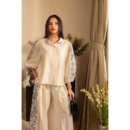 House of Inari Petunia Ivory Embroidered Indo Western Co-Ord Set