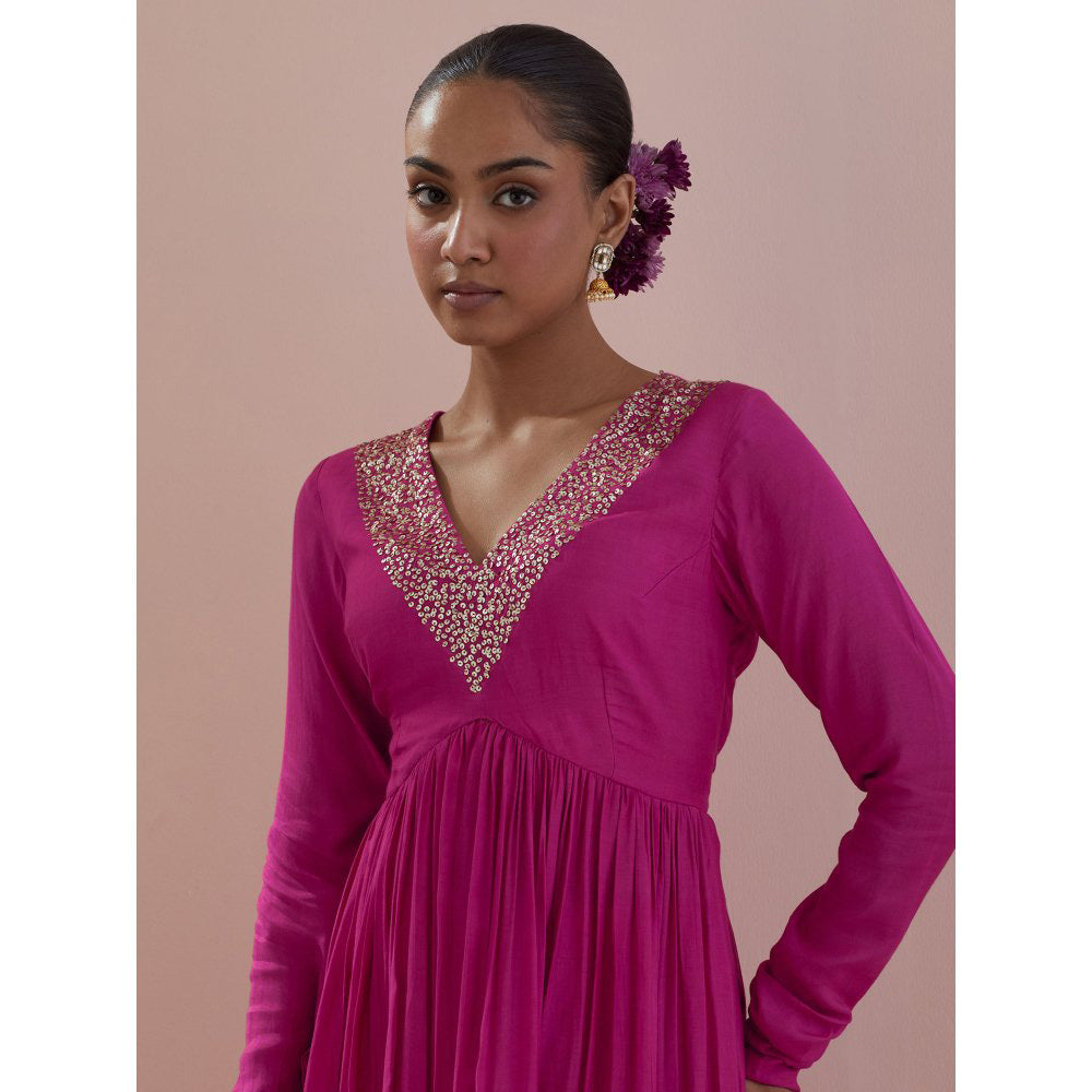 Ikshita Choudhary Pink Embellished Anarkali Kurta