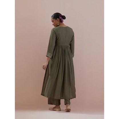 Ikshita Choudhary Olive Embellished Anarkali Kurta