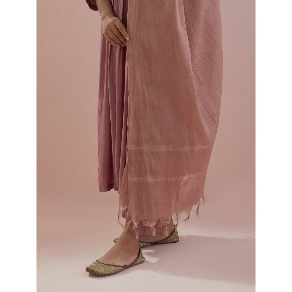 Ikshita Choudhary Pink Embellished Anarkali Kurta with Pant and Dupatta (Set of 3)