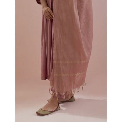 Ikshita Choudhary Pink Embellished Anarkali Kurta with Pant and Dupatta (Set of 3)