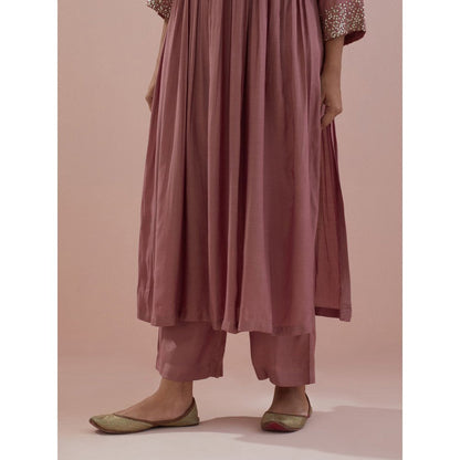 Ikshita Choudhary Pink Embellished Anarkali Kurta with Pant (Set of 2)