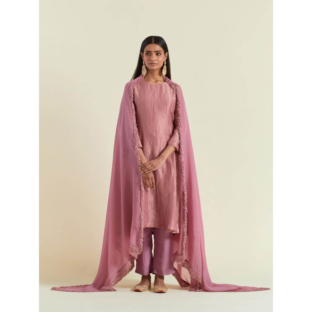 Ikshita Choudhary Dusty Rose Gold Kurta with Pant and Dupatta (Set of 3)