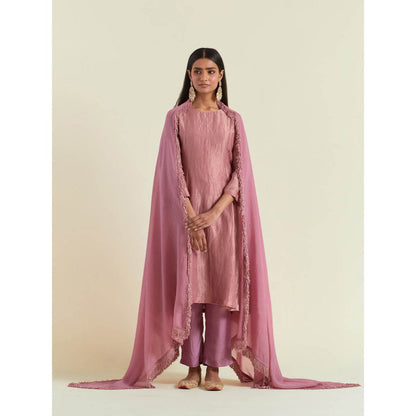Ikshita Choudhary Dusty Rose Gold Kurta with Pant and Dupatta (Set of 3)