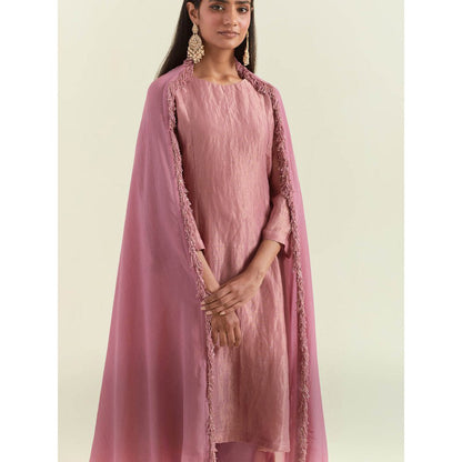 Ikshita Choudhary Dusty Rose Gold Kurta with Pant and Dupatta (Set of 3)