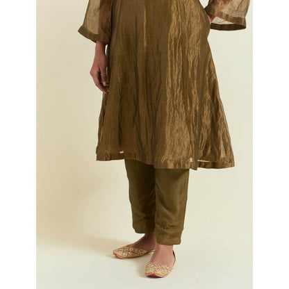 Ikshita Choudhary Olive Green Kurta with Pant and Dupatta (Set of 3)