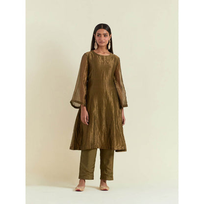 Ikshita Choudhary Olive Green Kurta with Pant (Set of 2)