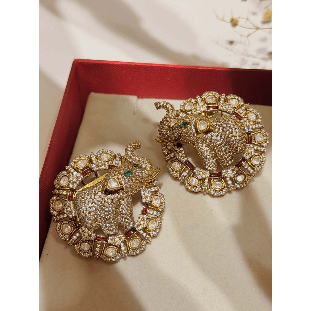 ILLUMINATE JEWELLERY Zircon and Moissanite Stones Elephant Stud