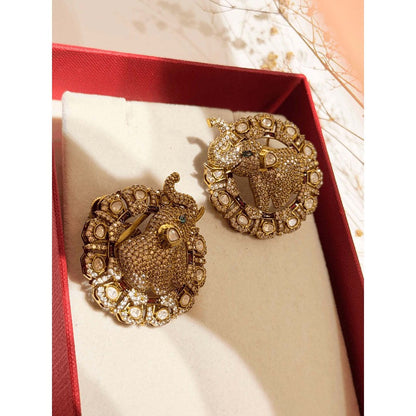 ILLUMINATE JEWELLERY Zircon and Moissanite Stones Elephant Stud