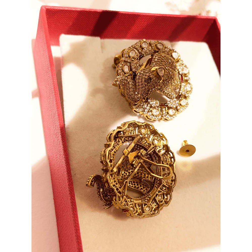 ILLUMINATE JEWELLERY Zircon and Moissanite Stones Elephant Stud