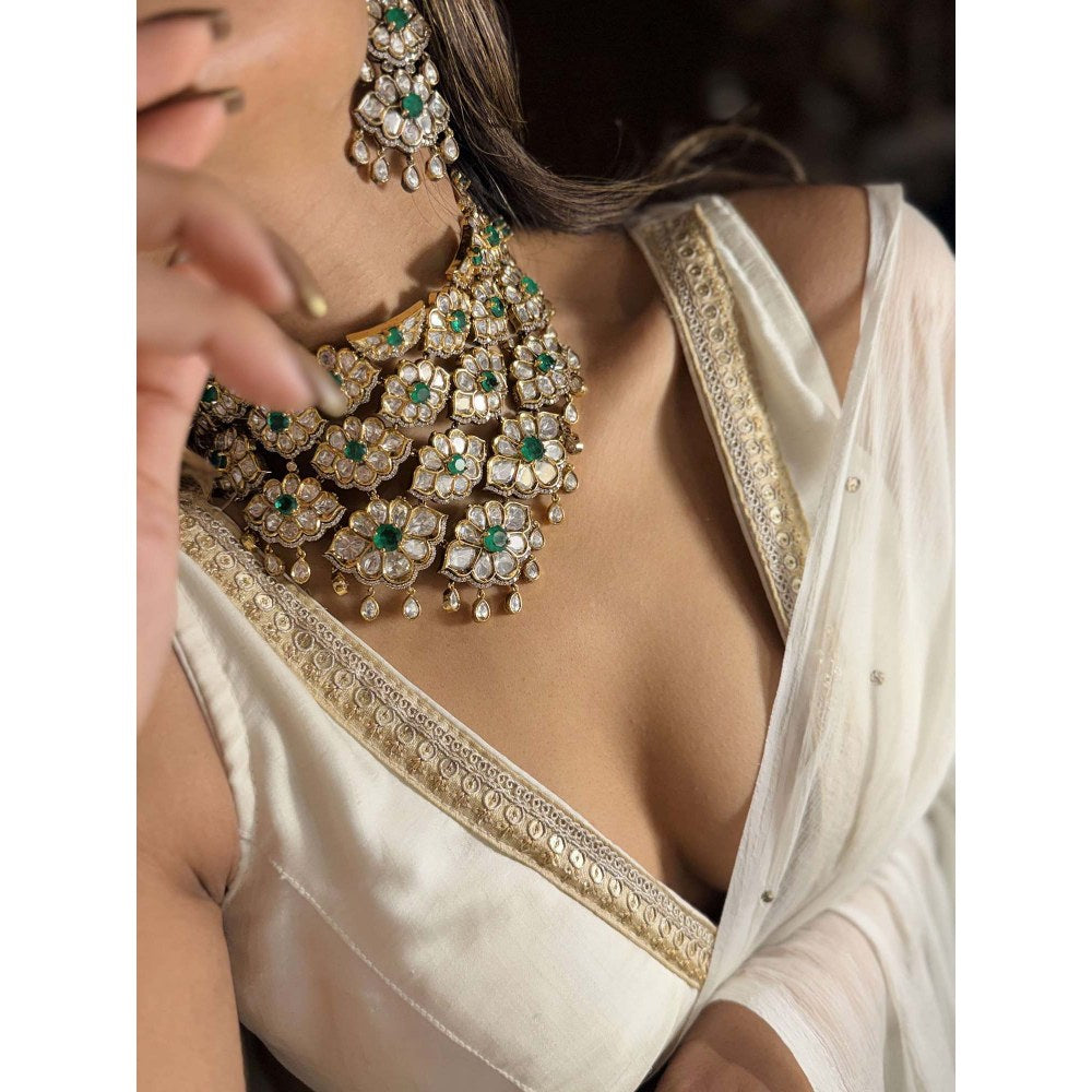 ILLUMINATE JEWELLERY Zaara Zewar Multicolor Choker with Earrings